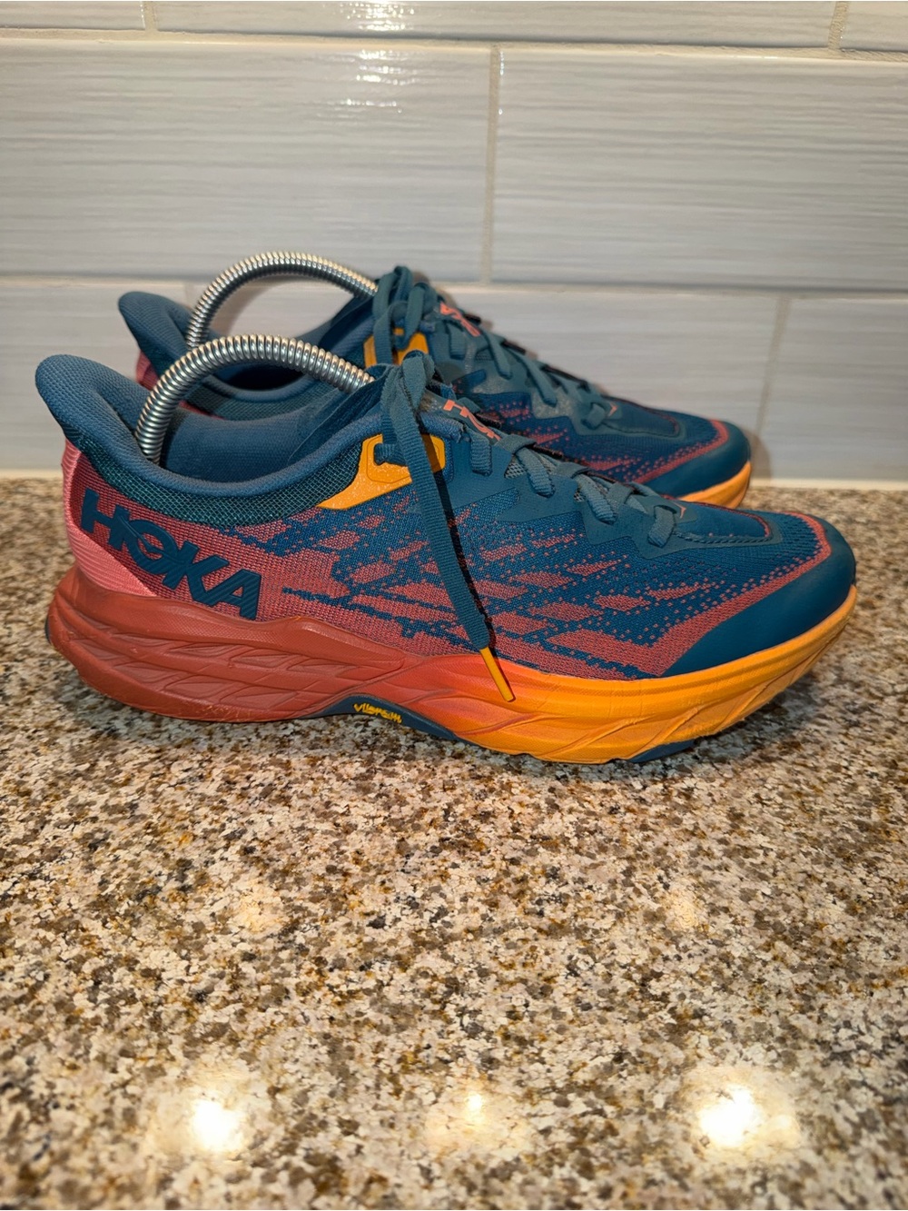 Hoka Teal, Coral & Orange Trail Running Shoes